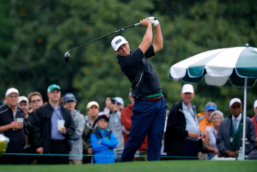 Aberg during a practice round