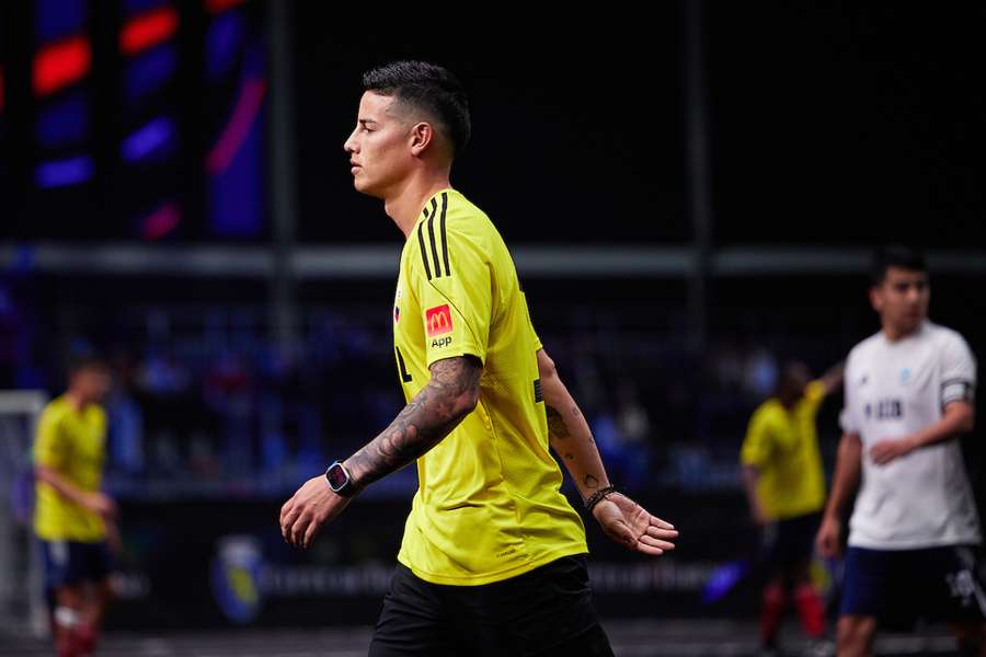 James Rodríguez tras lanzar el Penalti Presidente.