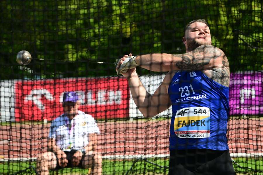 Białystok, 26.07.2026. Paweł Fajdek podczas konkursu rzutu młotem, na lekkoatletycznych mistrzostwach Polski. Białystok, 26.07.2026. Paweł Fajdek podczas konkursu rzutu młotem, na lekkoatletycznych mistrzostwach Polski.