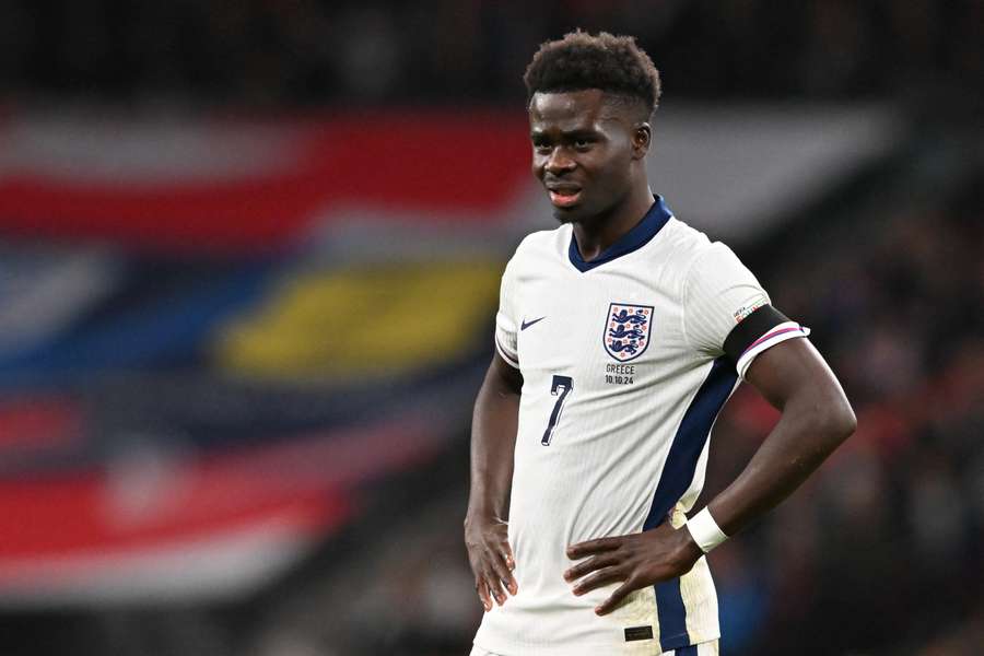 Bukayo Saka was substituted in England's Nations League defeat to Greece