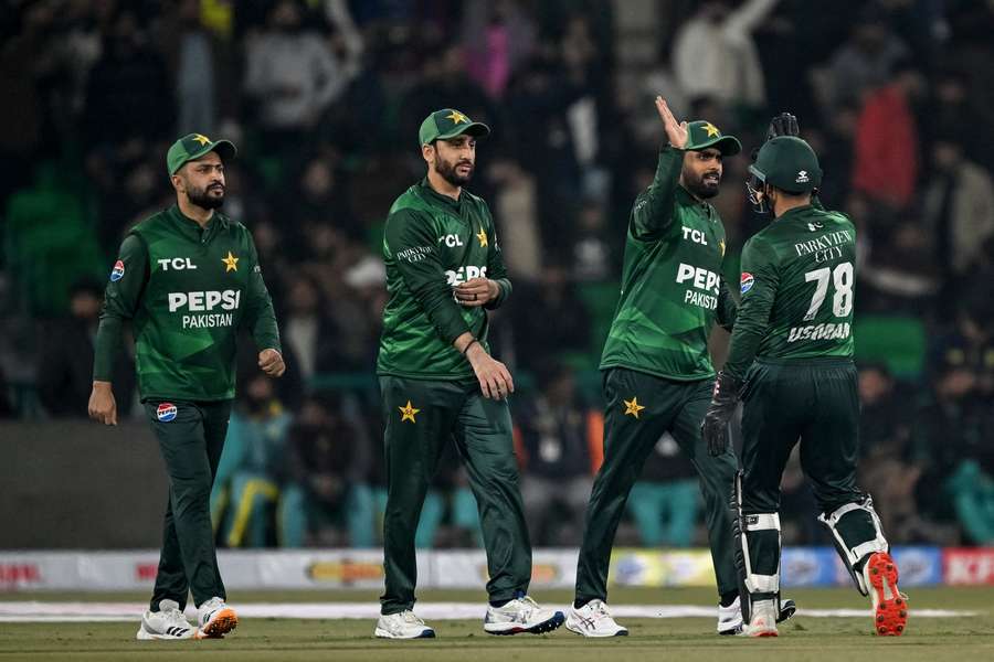 Pakistan celebrate against Australia