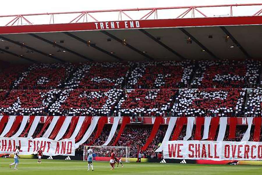 Forest fans display a message