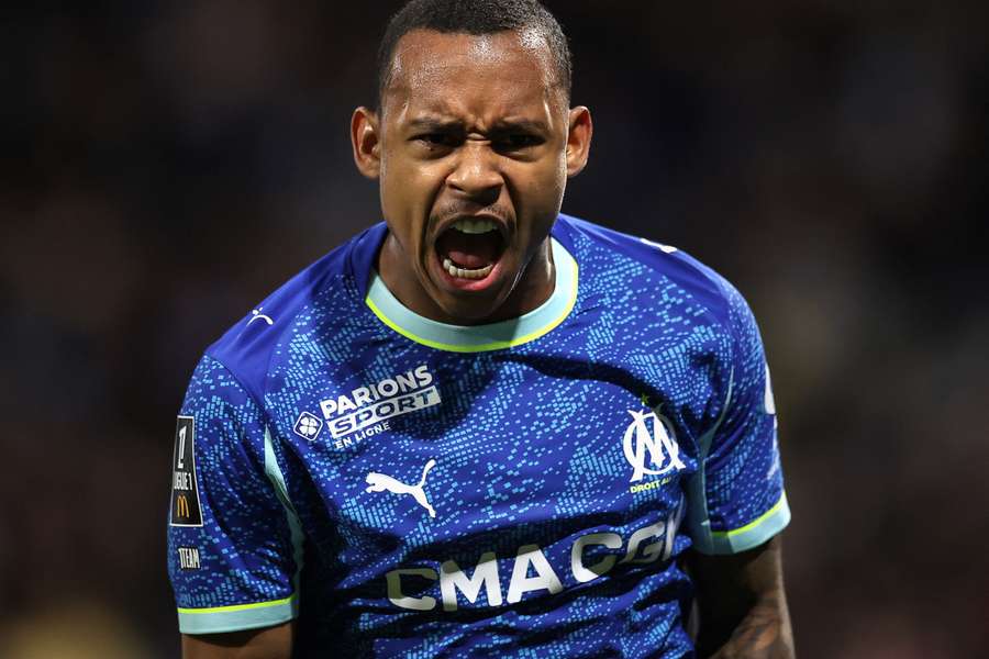 Marseille's Brazilian forward Igor Paixao reacts after his team's goal against Toulouse