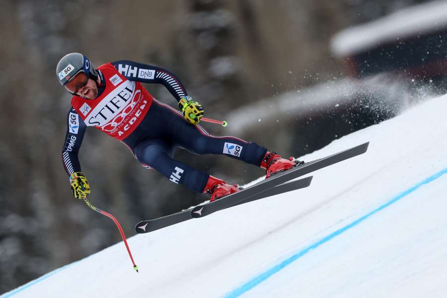 Aleksander Aamodt Kilde competes during the Alpine Ski World Cup men's downhill in Aspen, Colorado