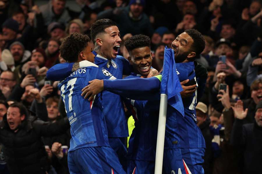 Estevao celebrates with teammates after scoring Chelsea's second goal against Barcelona Estevao celebrates with teammates after scoring Chelsea's second goal against Barcelona