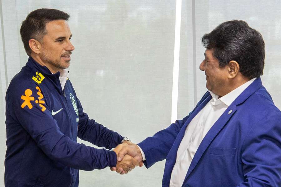 Rodrigo Caetano, diretor de seleções, e Ednaldo Rodrigues, presidente da CBF