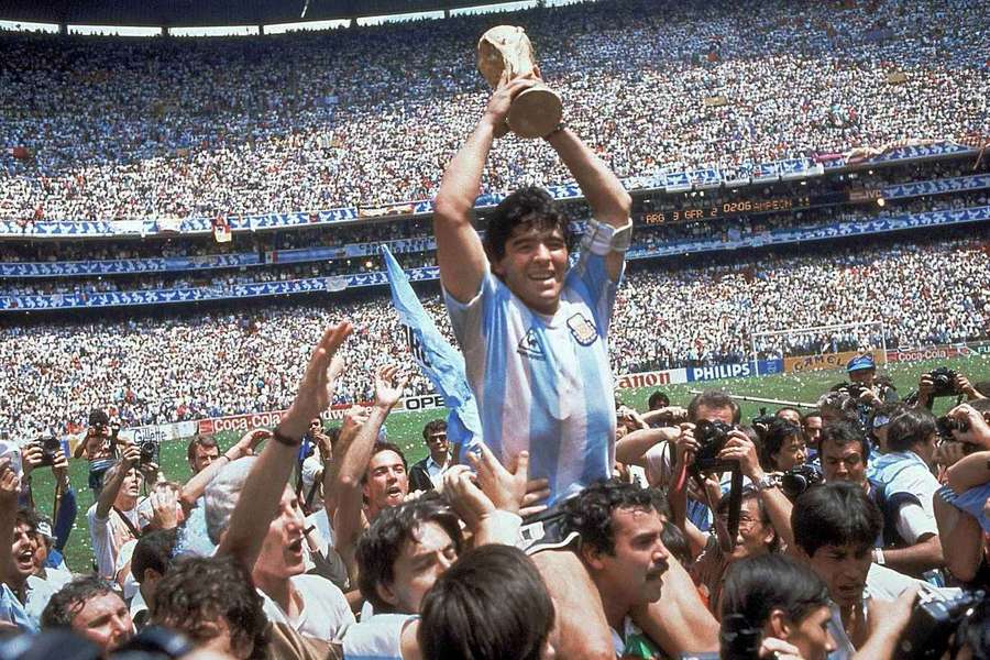 Diego Maradona celebrates winning the World Cup in 1986 Diego Maradona celebrates winning the World Cup in 1986