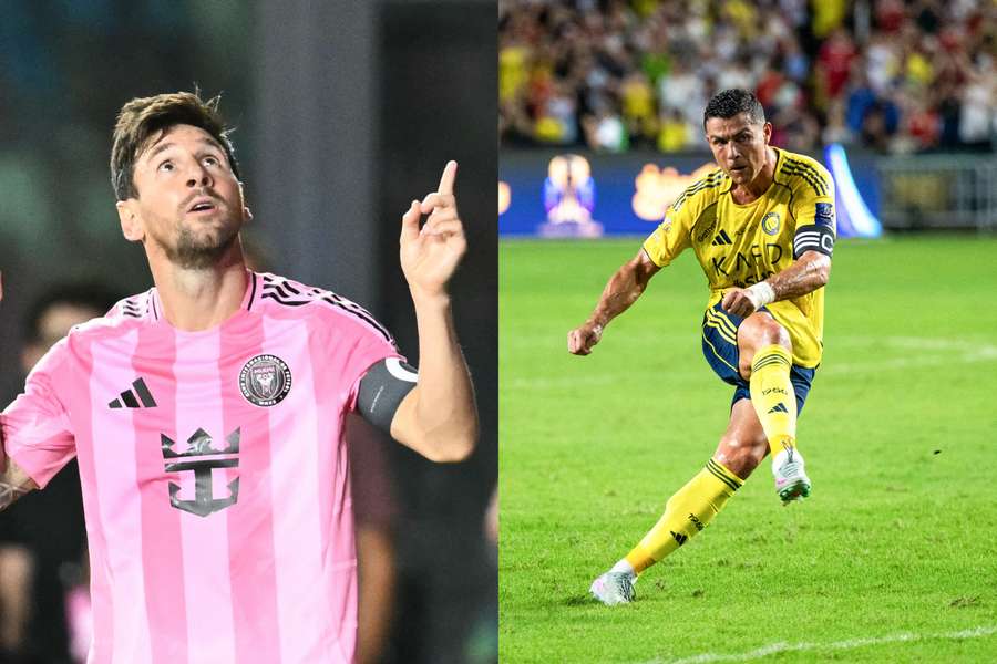 Messi (l.) jubelte im Trikot von Miami. Ronaldo steuerte eine entscheidende Vorlage bei