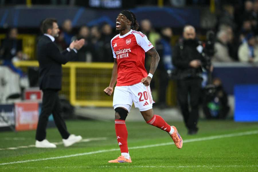 Madueke celebrates scoring for Arsenal Madueke celebrates scoring for Arsenal
