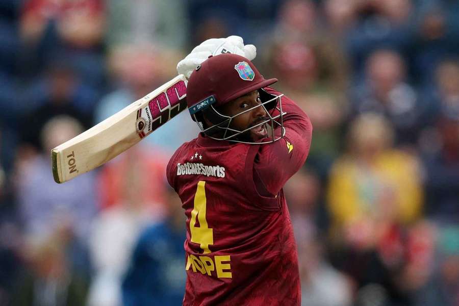 West Indies' Shai Hope in action