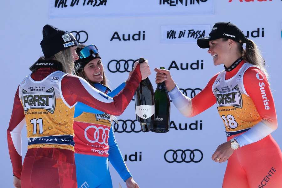 Hütter, Pirovano und Suter am Podium