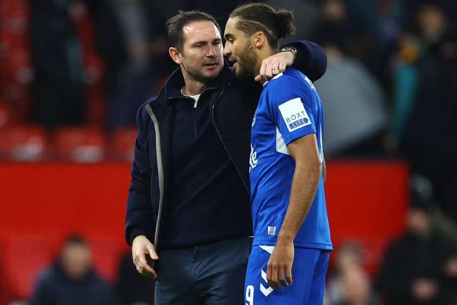 Everton manager Frank Lampard with Dominic Calvert-Lewin after the match