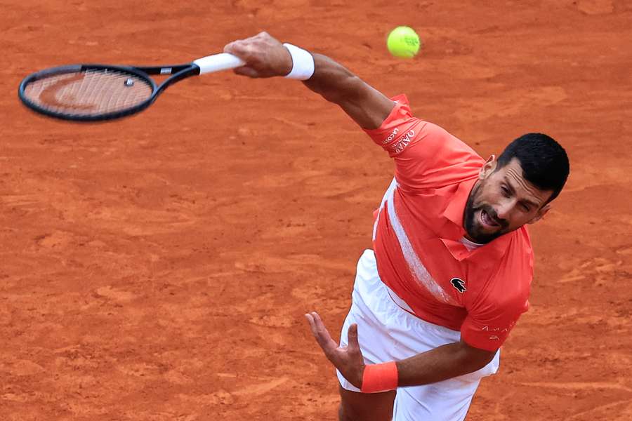Serbia's Novak Djokovic serves to Chile's Alejandro Tabilo in Monte Carlo