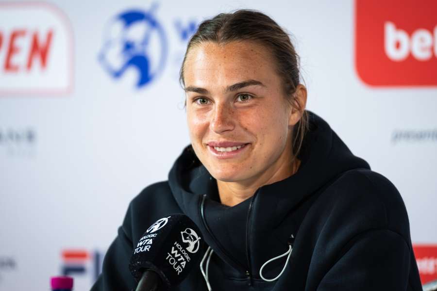 Aryna Sabalenka em coletiva de imprensa no WTA 500 de Berlim