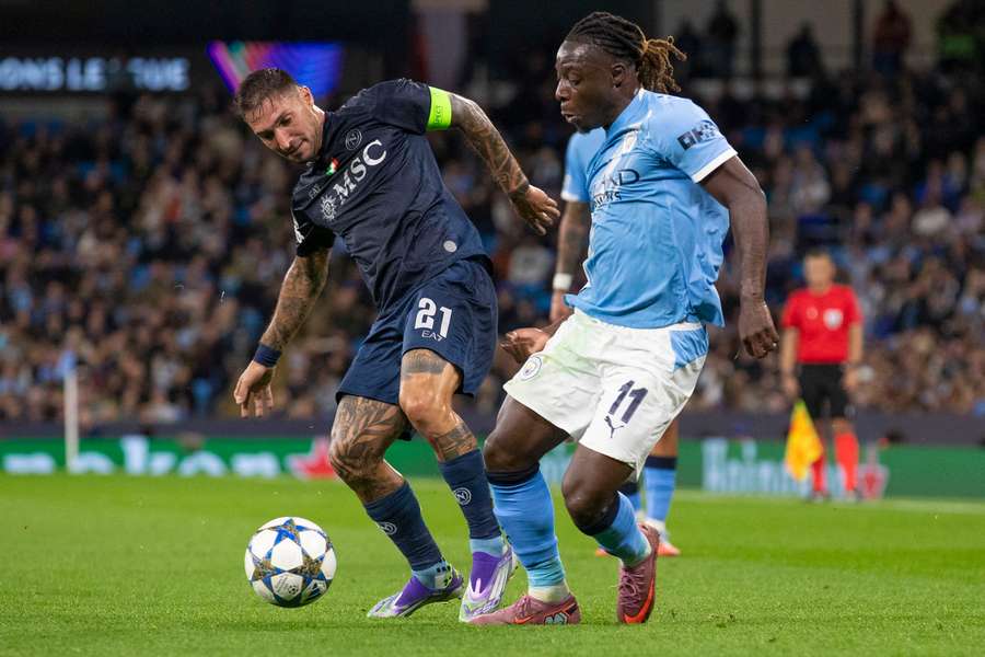 Matteo Politano durante la partita contro il Manchester City