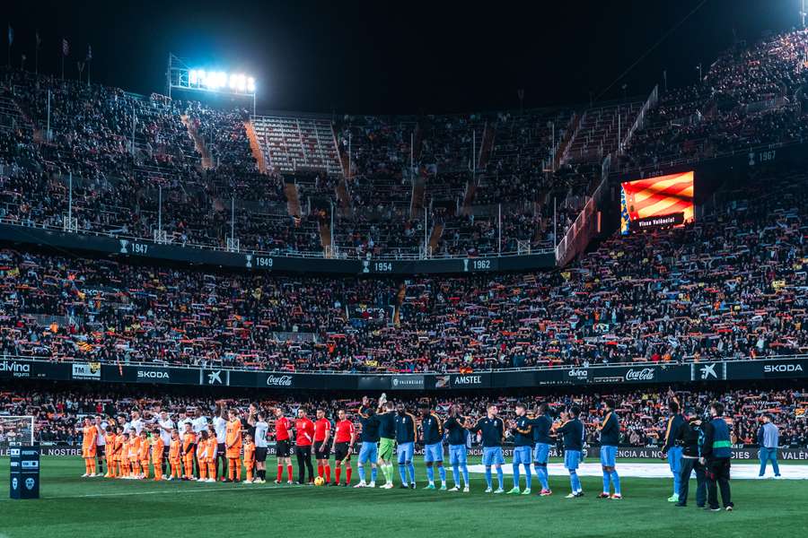 Mestalla durante o último jogo Valência-Real Madrid