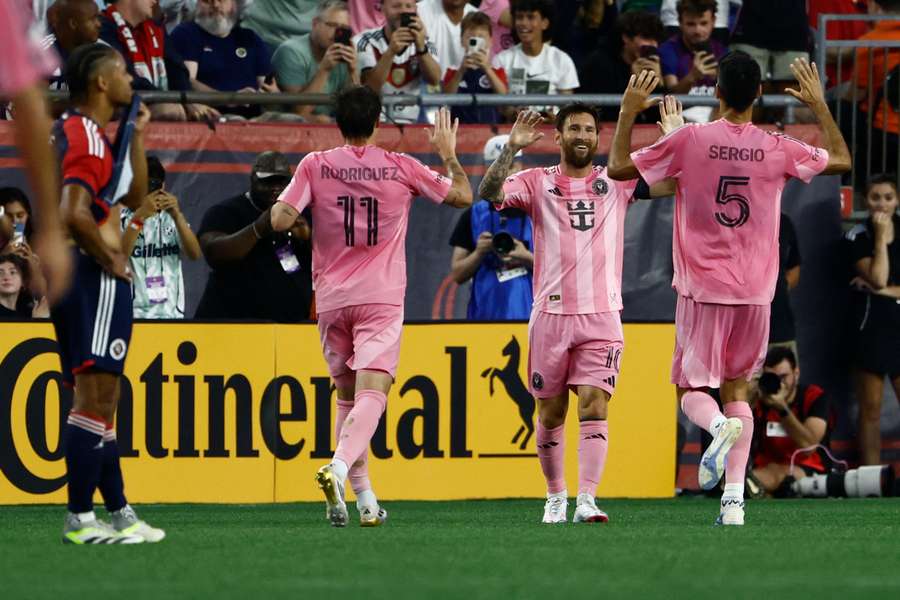 Messi celebrates his second goal