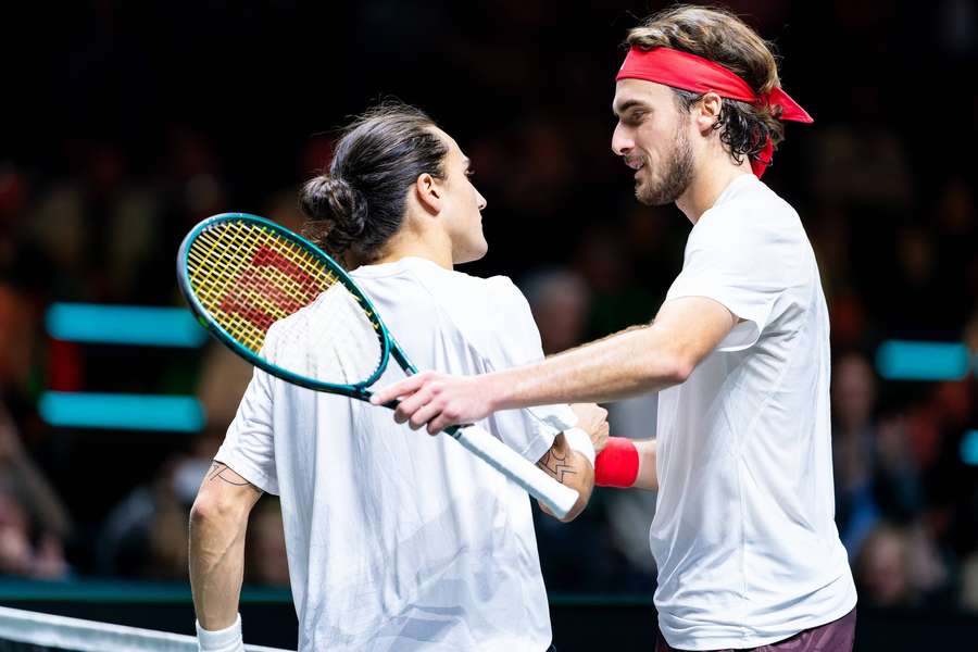 Tsitsipas (R) alongside Bellucci