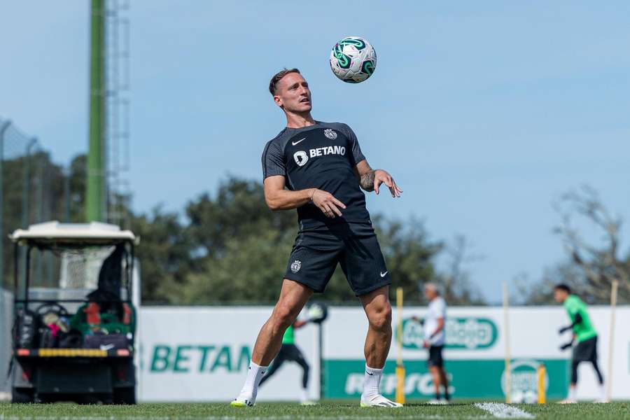 Nuno Santos num treino pelo Sporting