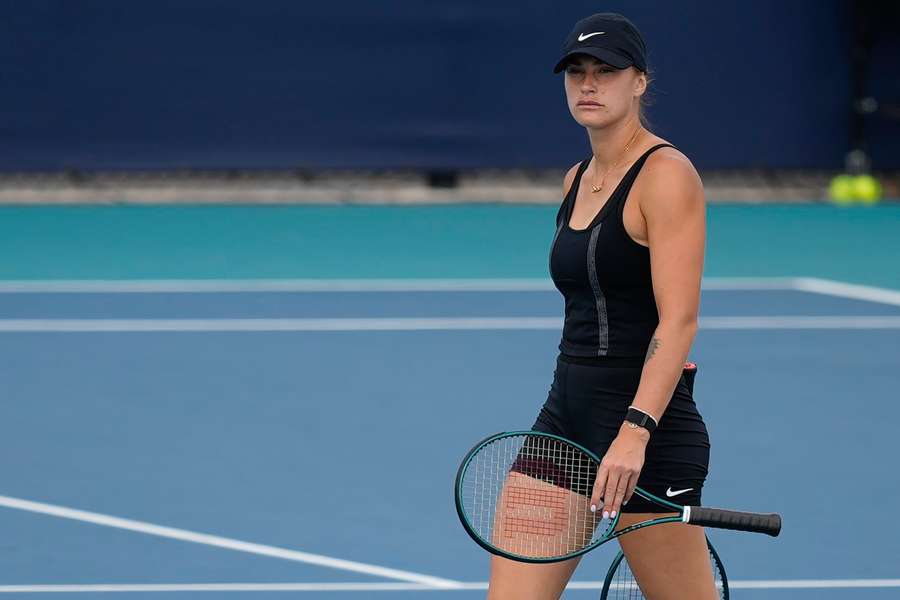 Aryna Sabalenková počas tréningu v Miami.