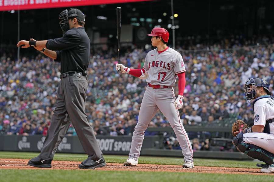 Shohei Ohtani being called for a pitch clock violation