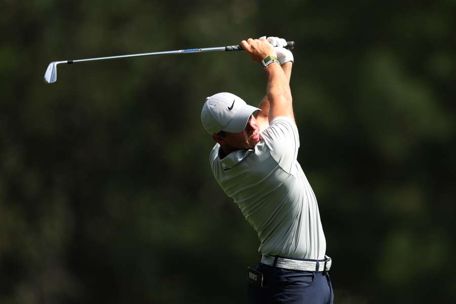 Rory McIlroy of Northern Ireland plays a shot