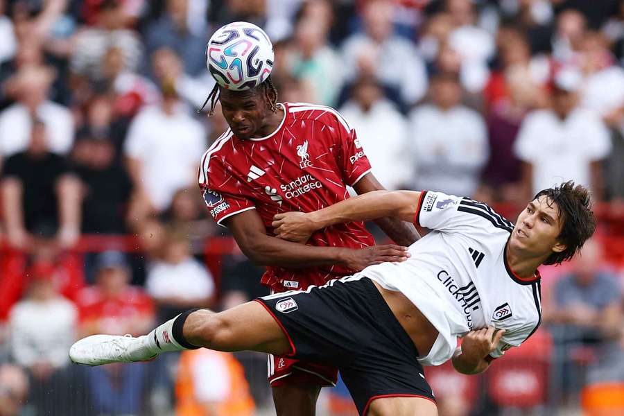 Liverpool's Jeremy Jacquet in action with Fulham's Gonzalo Garcia Liverpool's Jeremy Jacquet in action with Fulham's Gonzalo Garcia