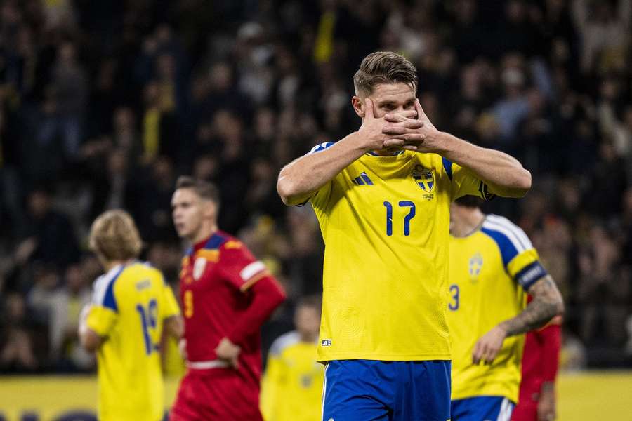 Gyokeres pulls out his trademark celebration after scoring Gyokeres pulls out his trademark celebration after scoring