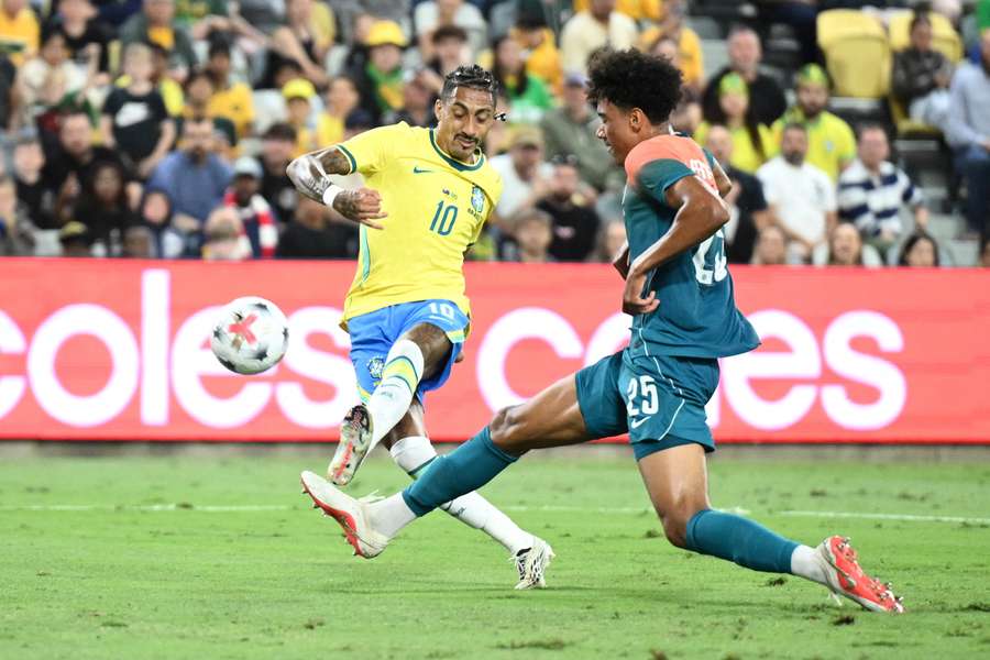 Raphinha, durante el amistoso ante Australia Raphinha, durante el amistoso ante Australia