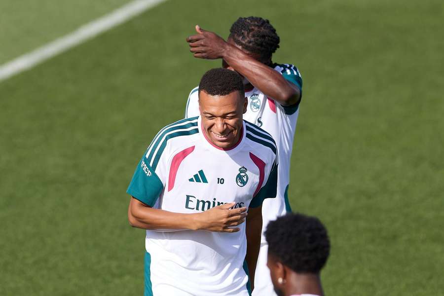 Mbappé na tréninku Realu Madrid.