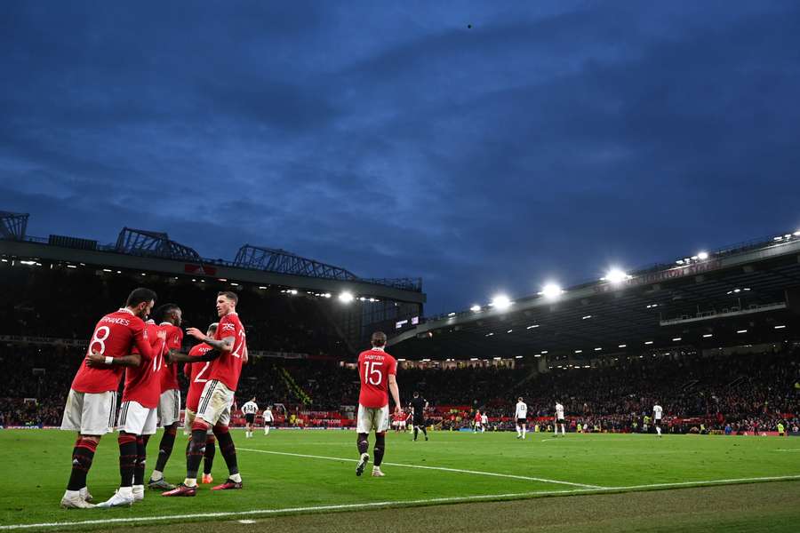 United players celebrate against Fulham