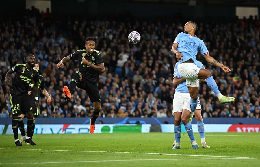 Eder Militao deflects Manuel Akanji's header into his own net to make it 3-0 Eder Militao deflects Manuel Akanji's header into his own net to make it 3-0