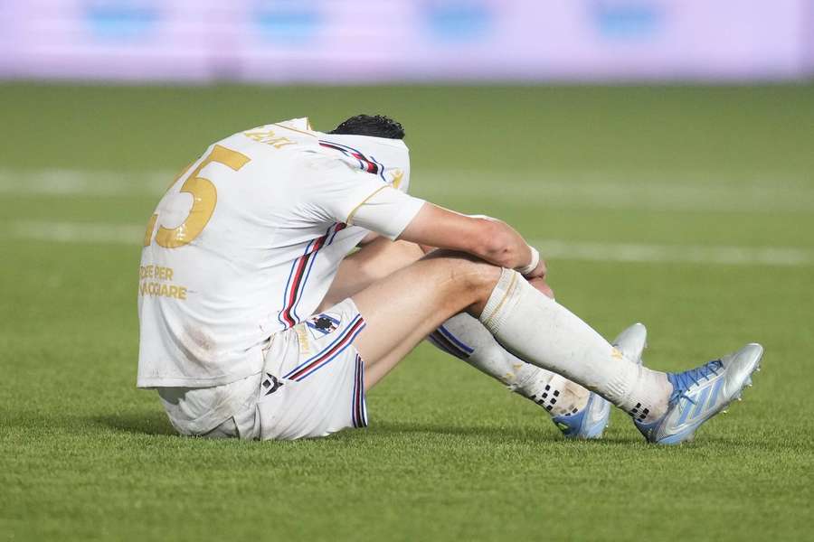 Sampdoria defender Alex Ferrari was crestfallen at full-time