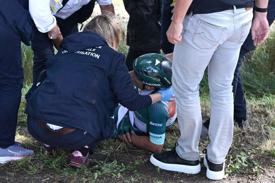 Jasper Philipsen suffered a brutal crash