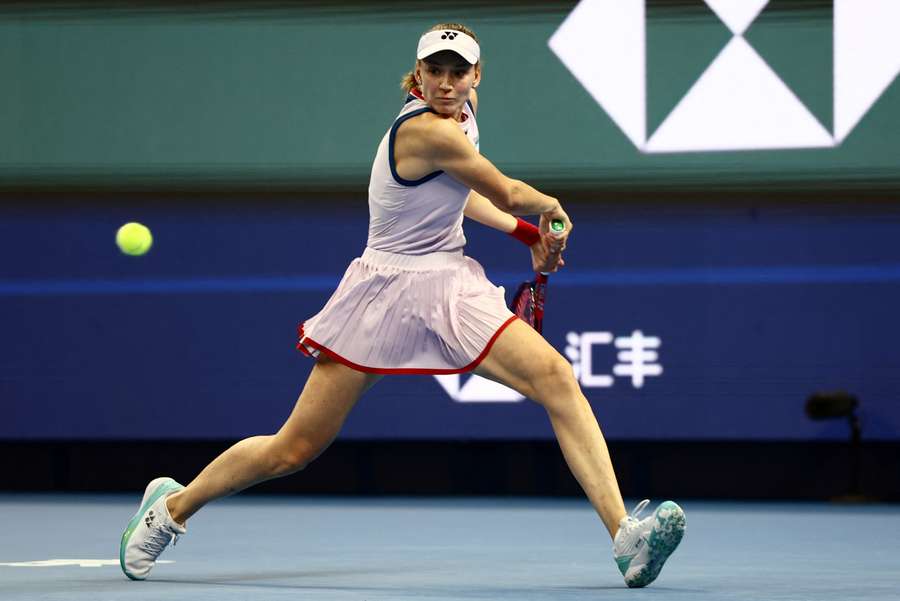 Elena Rybakina in action during her second-round match against Alena Charaeva