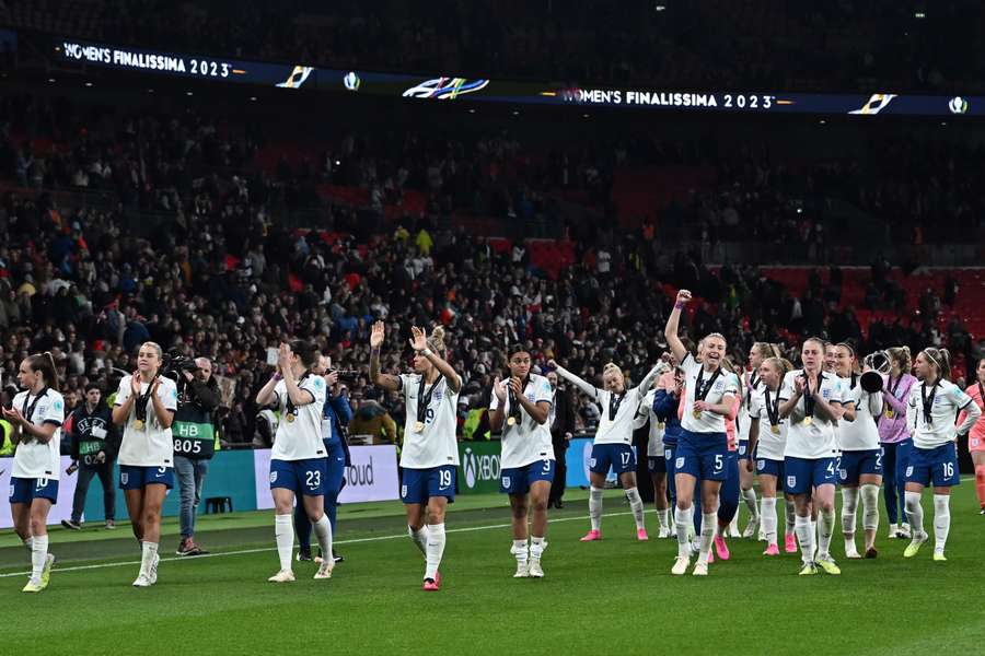 England's players celebrate