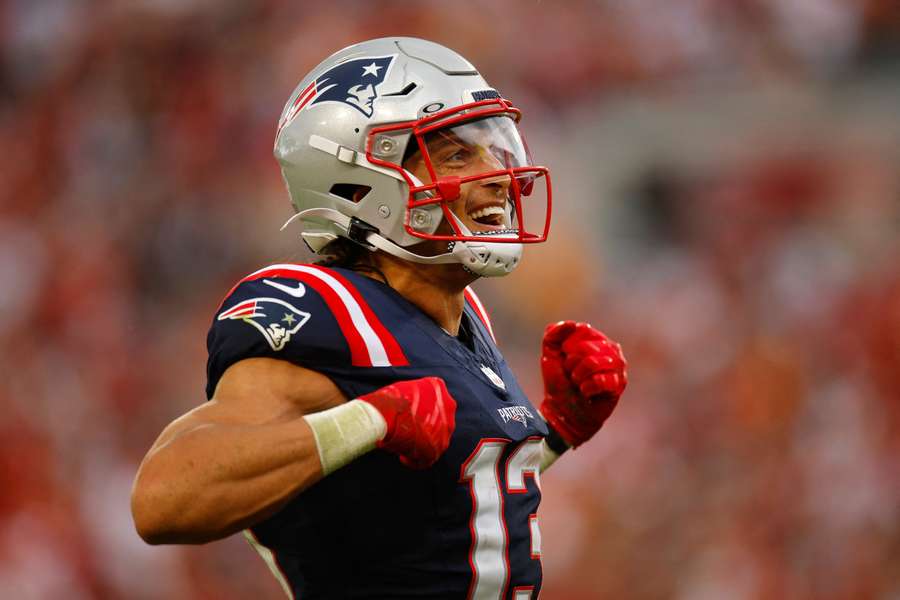 Patriots' Mack Hollins celebrates after a catch Patriots' Mack Hollins celebrates after a catch
