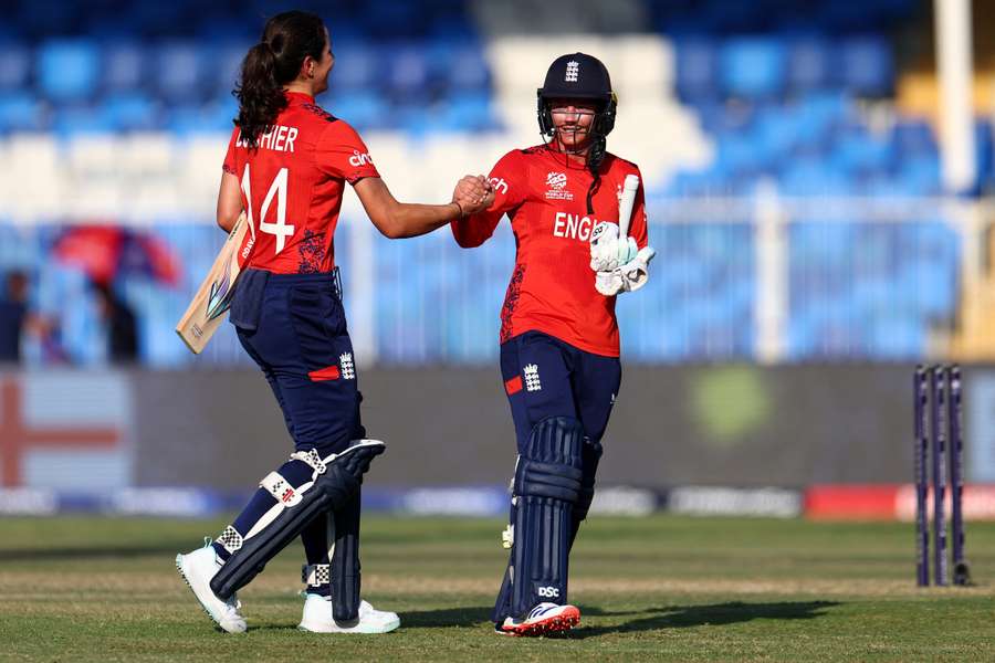 England's Maia Bouchier and Danni Wyatt-Hodge celebrate