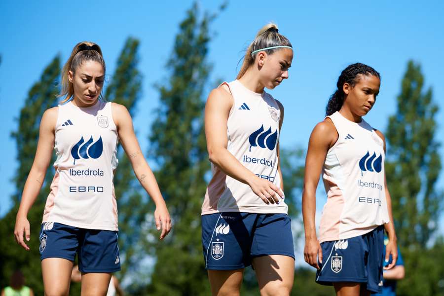 Carmona, Del Castillo y López, durante el entrenamiento de este lunes