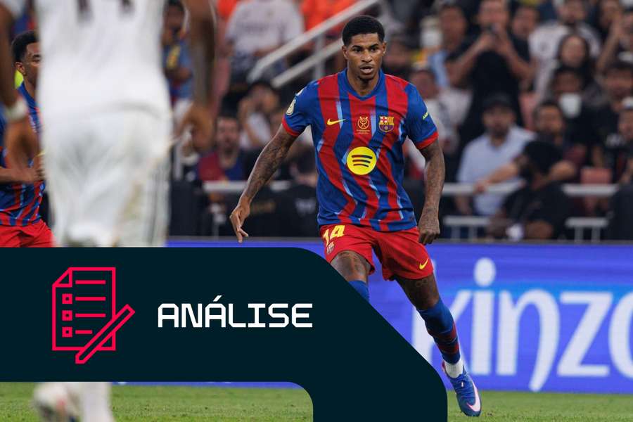 Marcus Rashford, do Barcelona, durante a final da Supertaça de Espanha frente ao Real Madrid