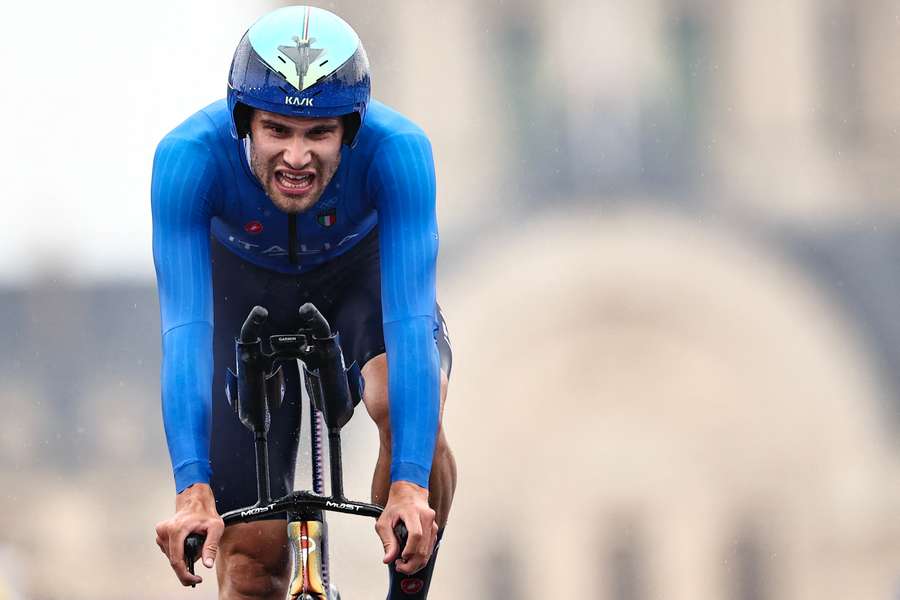 Filippo Ganna durante la crono olimpica