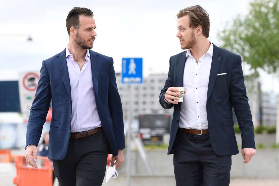 David Krejčí a David Pastrňák v Kodani 2018.