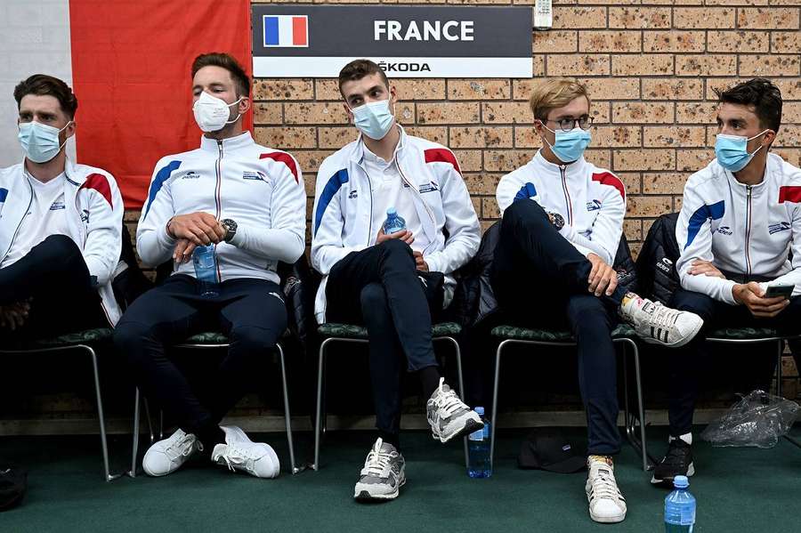 L'équipe de France lors d'une conférence de presse avant les Mondiaux 2022. 