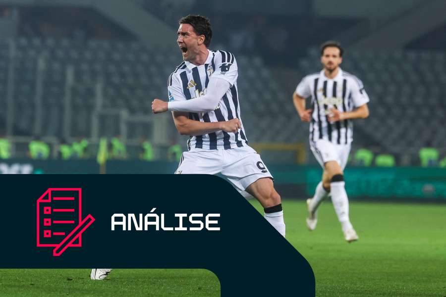 Dusan Vlahovic, da Juventus, celebra um golo frente ao Torino Dusan Vlahovic, da Juventus, celebra um golo frente ao Torino