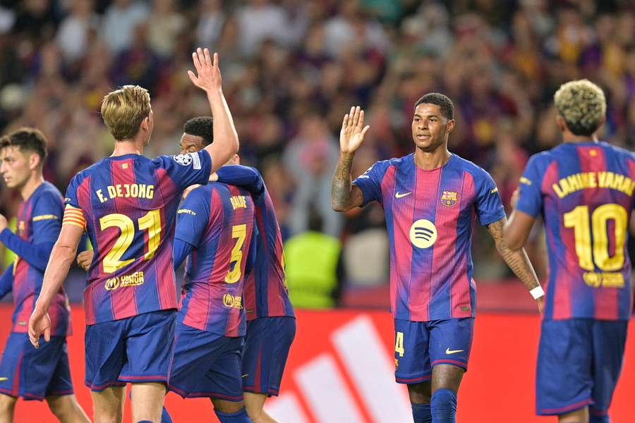 Rashford celebra un gol ante el Olympiacos