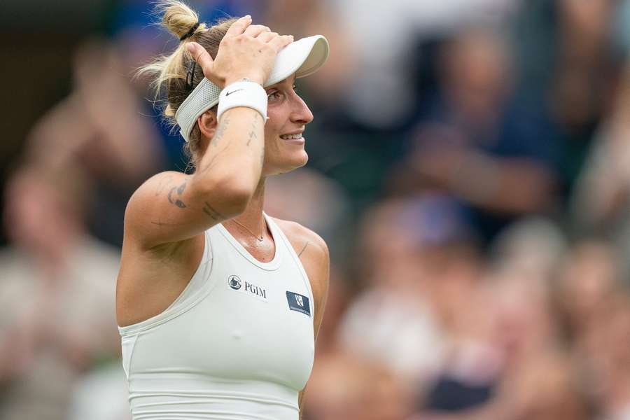 Market Vondrousova reacts to her win on Tuesday