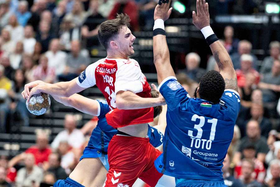 Aalborg Håndbolds Mads Hoxer i Champions League kampen mellem Aalborg Håndbold og OTP Bank-PickSzeged