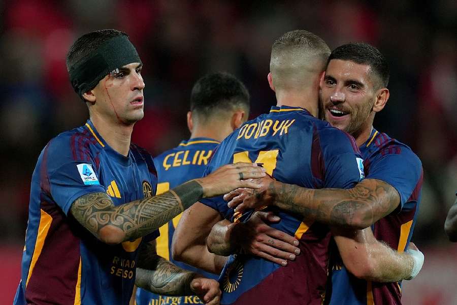 Roma celebrate their goal