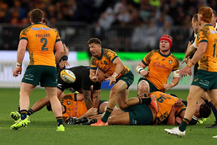 Australia's Jake Gordon in action during the 2025 Bledisloe Cup.