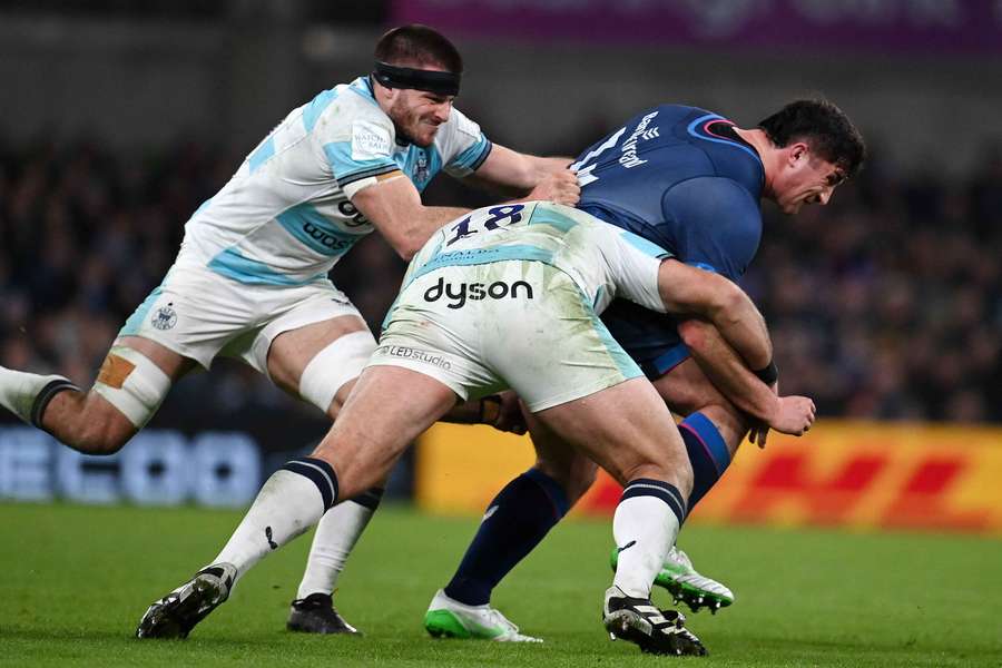 Tom Clarkson is tackled during a Champions Cup match between Leinster and Bath. Tom Clarkson is tackled during a Champions Cup match between Leinster and Bath.